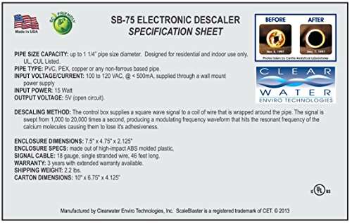 ScaleBlaster SB-75 Spec Sheet ScaleBlaster Review SB-75 Spec Sheet